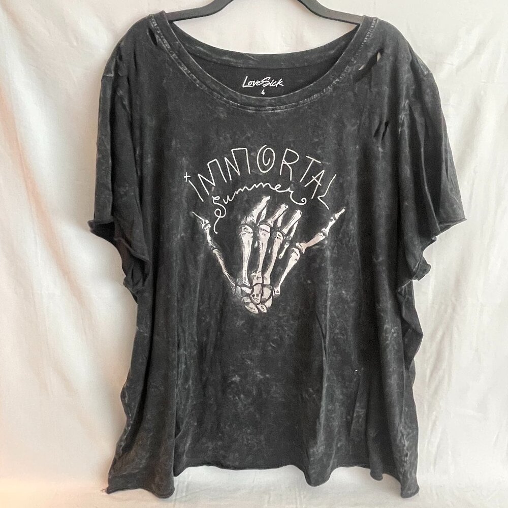 Torrid Lovesick Immortal – Black Destructed Tee - Size 4X
